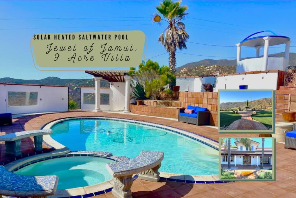 Private Home On 10 Acres - Heated Salt Pool & Jacuzzi, Mountain & City Views, Horseshoes, Basketball, Bbq, Golf Putting, Foosball, Croquet, Bose Stereo, White Cotton Bedding - Hilltop Hacienda, Pool Heat Optional Jamul Exteriér fotografie